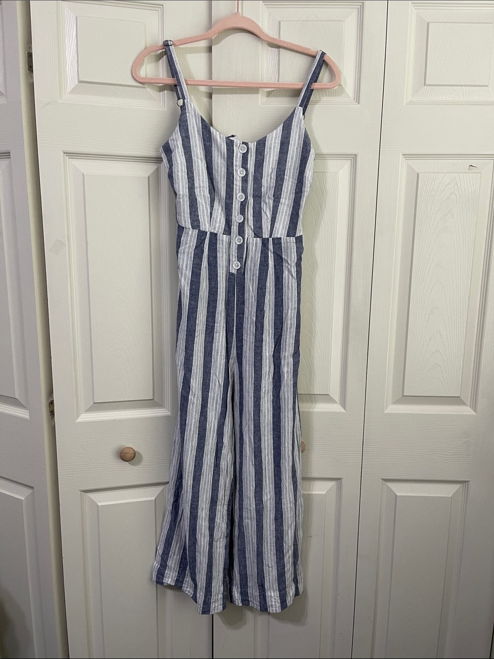 Rails women's Striped Tie Back Jumpsuit / linen blend. #0018
